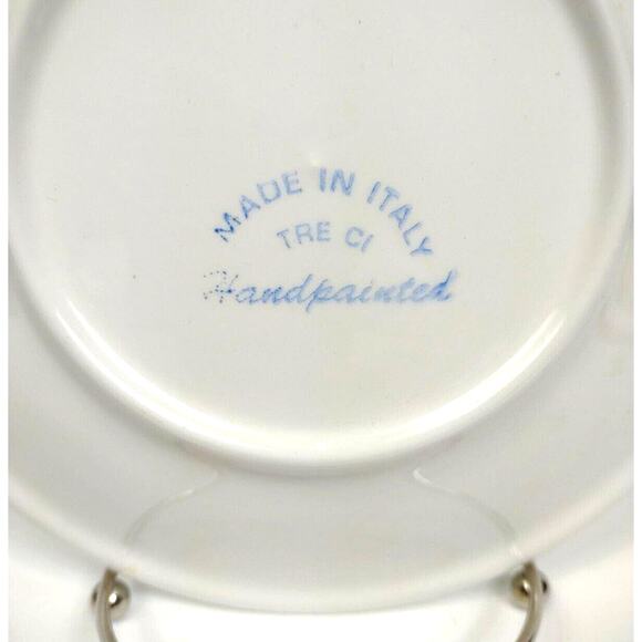Vintage TRE CI Wide Band Dessert Salad Plate 7.5" Made in Italy - Green Blue - Picture 3 of 6